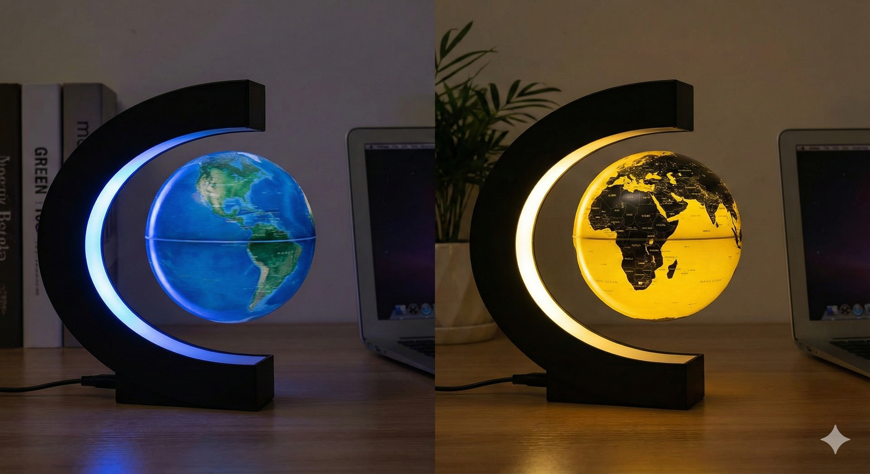 Lámpara levitante bola del mundo.